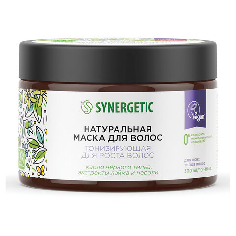 Маска для волос 300мл SYNERGETIC "Тонизирующая для роста волос", натуральная, ш/к 54199