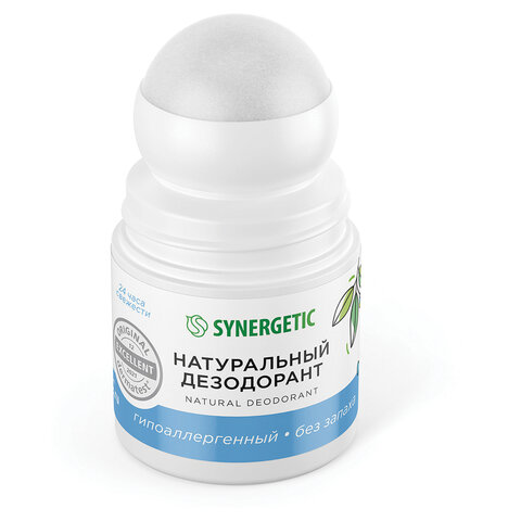 Дезодорант 50 мл, SYNERGETIC "Без запаха", роликовый, натуральный, 300015