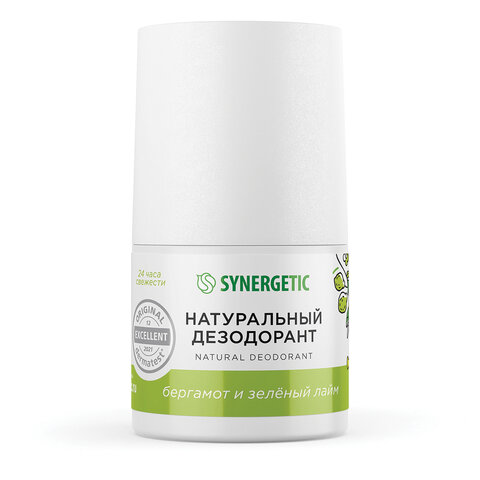 Дезодорант 50 мл, SYNERGETIC "Бергамот, зеленый лайм", роликовый, натуральный, 300016