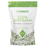 Соль для ванн 1 кг, SYNERGETIC "Детокс и расслабление", магниево-сульфатная с эвкалиптом, 300013