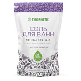 Соль для ванн 1 кг, SYNERGETIC "Детокс и расслабление", морская с лавандой, натуральная, 300014