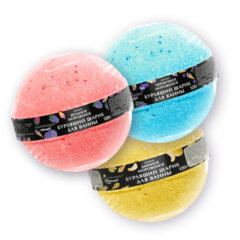 Шарик бурлящий пенный 120 г с морской солью, гейзер/<wbr/>бомбочка для ванны ЗОЛОТОЙ ИДЕАЛ, АССОРТИ, 701934