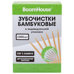 Зубочистки бамбуковые 1000 шт. в индивидуальной упаковке, BOOMHOUSE (БУМХАУС), 701950