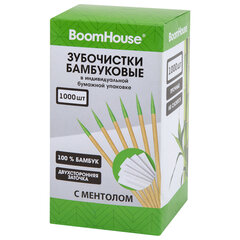 Зубочистки с МЕНТОЛОМ бамбуковые 1000 шт. в индивидуальной бумажной упаковке, BOOMHOUSE (БУМХАУС), 701951