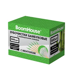 Зубочистки с МЕНТОЛОМ бамбуковые 500 шт. в индивидуальной упаковке, BOOMHOUSE (БУМХАУС), 701952