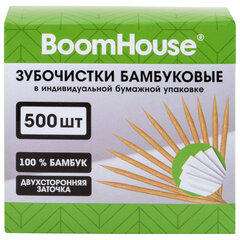 Зубочистки бамбуковые 500 шт. в индивидуальной бумажной упаковке, BOOMHOUSE (БУМХАУС), 701953