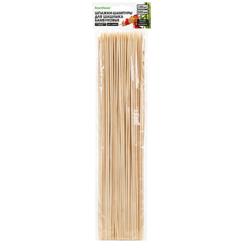 Шпажки-шампуры для шашлыка бамбуковые 300 мм, 100 шт., BOOMHOUSE (БУМХАУС), 701960