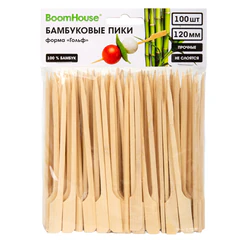 Шпажки-пики для канапе бамбуковые ГОЛЬФ 12 см, 100 шт., BOOMHOUSE (БУМХАУС), 701963