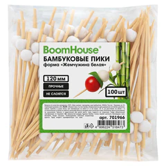 Шпажки-пики для канапе бамбуковые форма &laquo;Жемчужина белая&raquo; 12 см, 100 шт., BOOMHOUSE (БУМХАУС), 701966