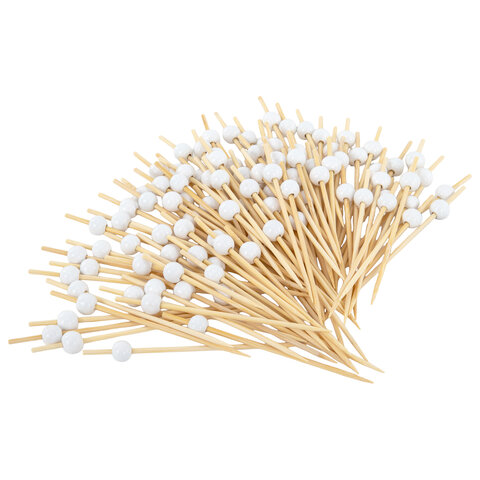 Шпажки-пики для канапе бамбуковые форма "Жемчужина белая" 12 см, 100 шт., BOOMHOUSE (БУМХАУС), 701966 - фото 4