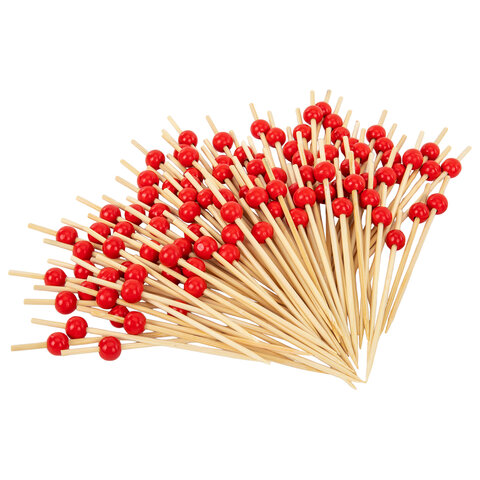 Шпажки-пики для канапе бамбуковые форма "Жемчужина красная" 12 см, 100 шт., BOOMHOUSE (БУМХАУС), 701968 - фото 4