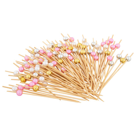 Шпажки-пики для канапе бамбуковые форма "Жемчужина" цвет микс 12 см, 100 шт., BOOMHOUSE (БУМХАУС), 701969 - фото 4