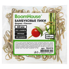 Шпажки-пики для канапе бамбуковые форма &laquo;Узелок&raquo; 6 см, 100 шт., BOOMHOUSE (БУМХАУС), 701973