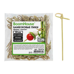 Шпажки-пики для канапе бамбуковые форма &laquo;Узелок&raquo; 9 см, 100 шт., BOOMHOUSE (БУМХАУС), 701974
