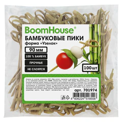 Шпажки-пики для канапе бамбуковые форма &laquo;Узелок&raquo; 9 см, 100 шт., BOOMHOUSE (БУМХАУС), 701974