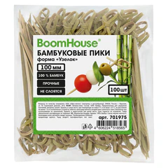 Шпажки-пики для канапе бамбуковые форма &laquo;Узелок&raquo; 10 см, 100 шт., BOOMHOUSE (БУМХАУС), 701975