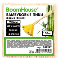 Шпажки-пики для канапе бамбуковые, ВИЛКА 9 см, 100 шт., BOOMHOUSE (БУМХАУС), 701977