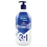 Гель для душа 3 в 1 для волос, тела и лица 1 л, AURA FAMILY MEN "Морские минералы", дозатор, 14952