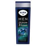 Гель для душа 3 в 1, шампунь + кондиционер 380 мл, AURA MEN "Экстра Свежесть", 13919