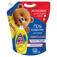 Гель для стирки универсальный 3 л, QUALITA, для всех типов тканей, концентрат, дой-пак