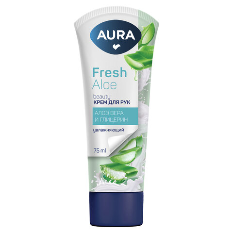 Крем для рук увлажняющий 75 мл, AURA BEAUTY "Алоэ вера и глицерин", 14858