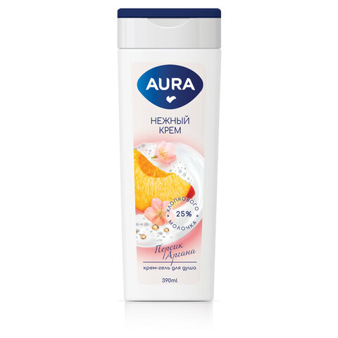 Крем-гель для душа 390мл AURA "Нежный крем", ш/к 60946