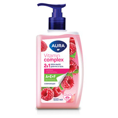 Мыло жидкое 2в1 для рук и тела 500 мл AURA Vitamin Complex "Малина и витамины"
