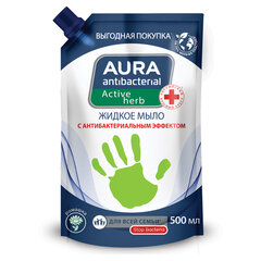 Мыло жидкое антибактериальное для всей семьи 500 мл, AURA АНТИБАКТЕРИАЛЬНАЯ "Ромашка", дой-пак