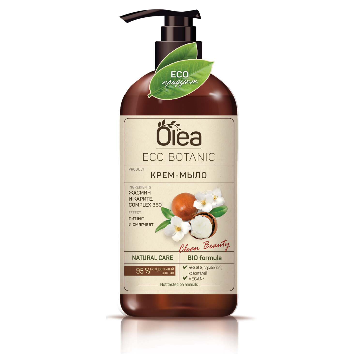 Мыло-крем 450 мл, OLEA Eco Botanic "Жасмин и карите", дозатор