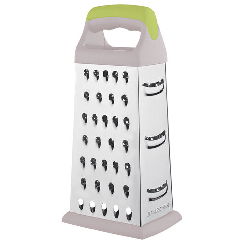 Терка 4-х сторонняя 22см, нержавеющая сталь, пластиковая ручка, прорез.основание, PRIMAURA, 702083 - фото 2