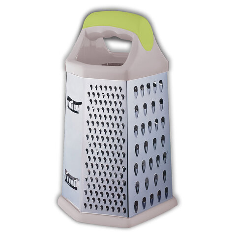 Терка 6-и сторонняя 19,5см, нержавеющая сталь, пластиковая ручка, прорез.основание, PRIMAURA, 702085 - фото 2