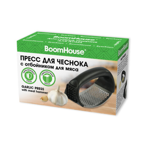 Пресс для чеснока с отбойником для мяса, нержавеющая сталь, черный, BOOMHOUSE (БУМХАУС), 702094 - фото 3