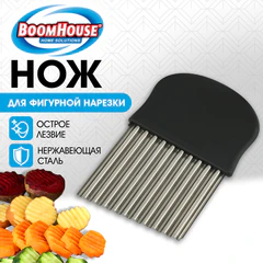 Нож для фигурной нарезки, 13,5 см, нержавеющая сталь, черный, BOOMHOUSE (БУМХАУС), 702096