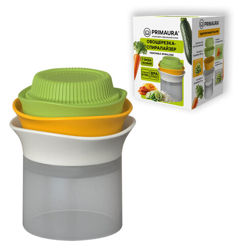 Овощерезка-спиралайзер 3-в-1, ручная, нержавеющая сталь, PRIMAURA, 702098
