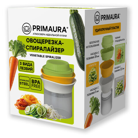 Овощерезка-спиралайзер 3-в-1, ручная, нержавеющая сталь, PRIMAURA, 702098 - фото 3