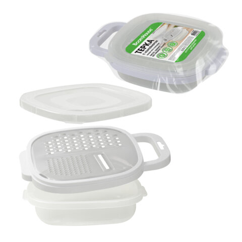 Терка с контейнером, нержавеющая сталь, белая, BOOMHOUSE (БУМХАУС), 702099