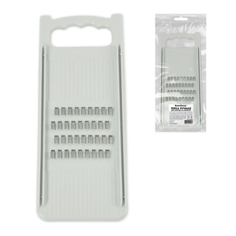 Терка ручная для моркови по-корейски, нержавеющая сталь, белая, BOOMHOUSE (БУМХАУС), 702100