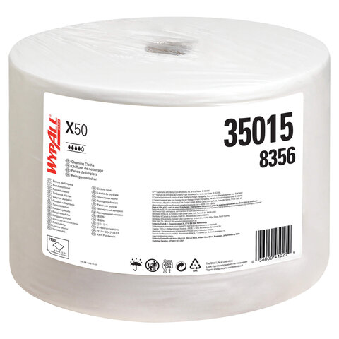 Протирочный нетканый материал KIMBERLY-CLARK Wypall X50, 1100л/рулон, 24,9х34см, белый, 8356
