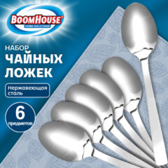 Ложки чайные STANDART, НАБОР 6 шт., на подвесе, нержавеющая сталь, серебристые, BOOMHOUSE (БУМХАУС), 702278