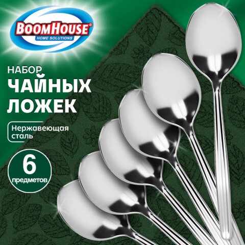 Ложки чайные BOOMHOUSE CLASSIC, НАБОР 6 шт, на подвесе, нержавеющая сталь, серебристые, 702282