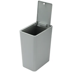Ведро мусорное КОМПЛЕКТ с откидывающейся крышкой, прямоугольное, 13 литров, серое, PRIMILА (ПРИМИЛА), 702294