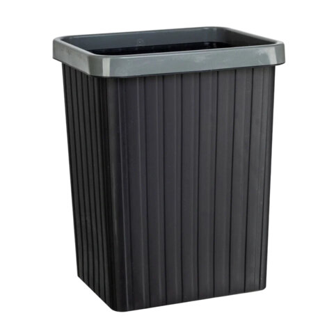 Мусорное ведро КОМПЛЕКТ с ободком-держателем мешков, прямоугольное, 13 литров, черное, LAIMA, 702295 - фото 3