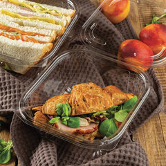 Одноразовый контейнер квадратный 500 мл, С КРЫШКОЙ ЮП-РКСП, КОМПЛЕКТ 400 шт., прозрачный ПЭТ, ЮПЛАСТ