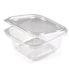 Одноразовый контейнер квадратный 500 мл, С КРЫШКОЙ ЮП-РКСП, КОМПЛЕКТ 400 шт., прозрачный ПЭТ, ЮПЛАСТ