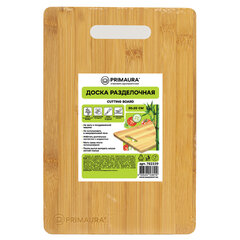 Доска разделочная БАМБУКОВАЯ, 30&times;20&times;1 см, с ручкой, PRIMAURA (ПРИМАУРА) STANDARD, натуральный цвет, 702339