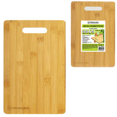 Доска разделочная БАМБУКОВАЯ, 30&times;20&times;1 см, с ручкой, PRIMAURA (ПРИМАУРА) STANDARD, натуральный цвет, 702339