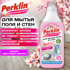Средство для мытья пола и стен СУПЕРКОНЦЕНТРАТ 1 л PERKLIN (ПЕРКЛИН) &laquo;Цветущая сакура&raquo;, ручное/<wbr/>робот-пылесос, 702404