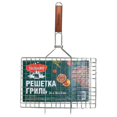 Решетка-гриль универсальная, 51х(24&times;36&times;2см), СРЕДНЯЯ, хромированная, TAIGARU, 702550