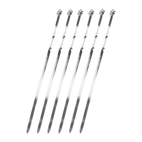 Шампуры плоские 600х13х1,5 мм, НАБОР 6 шт., хромированная сталь, TAIGARU (ТАЙГАРУ), 702559