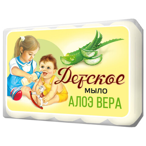 Мыло туалетное 375г ДЕТСКОЕ "Алоэ вера" КОМПЛЕКТ 5 шт х 75 г, ш/к 93779